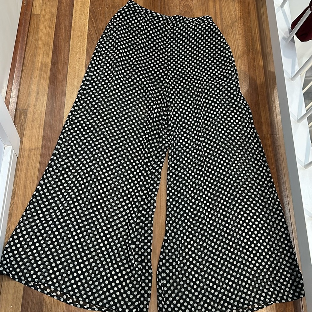 Polka dot wide leg pants